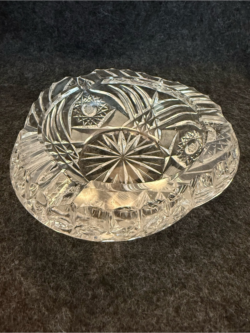 Vintage Clear Cut Crystal Ashtray - Heavy Vintage Exquisite